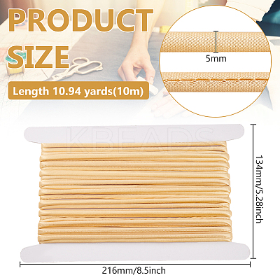 10M Round Satin Tape with Cotton Cord Inside OCOR-BC0007-35B-1