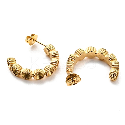 304 Stainless Steel C-shape Stud Earrings Findings EJEW-B023-10G-1