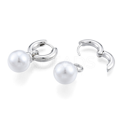 ABS Plastic Pearl Dangle Hoop Earrings X-EJEW-N011-106P-1
