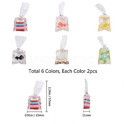 Goldfish Water Bag Resin Pendants DIY-SC0012-37-1