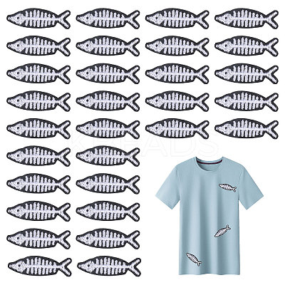 30Pcs Fish Embroidery Iron on Clothing Patches DIY-CA0006-99-1