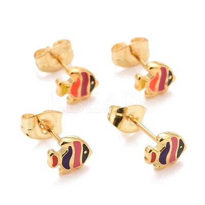 304 Stainless Steel Enamel Stud Earrings EJEW-B009-24G-1