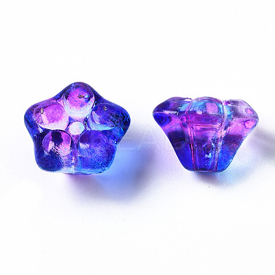 Two Tone Transparent Spray Painted Glass Beads GGLA-S054-011D-02-1