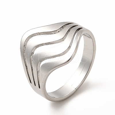 Non-Tarnish 304 Stainless Steel Wave Adjustable Ring for Women RJEW-B027-05P-1