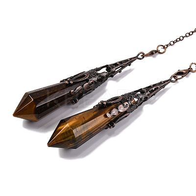Natural Tiger Eye Pointed Dowsing Pendulum Big Pendants G-H285-06R-A02-1