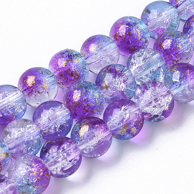 Transparent Spray Painted Crackle Glass Bead Strands GLAA-N035-03C-A03-1