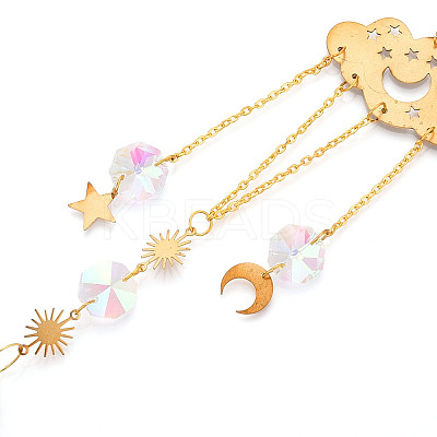 Faceted Glass Sun Catcher Pendant Decorations LS-AJEW-A037-12G-1