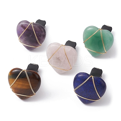 Mixed Natural Gemstone Car Air Vent Clips JEWB-BR00140-1