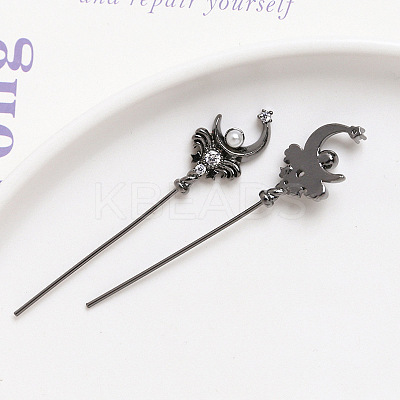 Brass Pave Clear Cubic Zirconia Magic Wand Head Pins BAPE-PW0002-11B-1