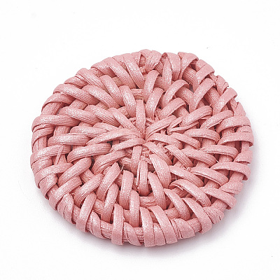 Handmade Spray Painted Reed Cane/Rattan Woven Beads WOVE-N007-02D-1