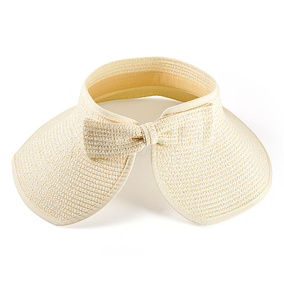 1Pc Women Straw Floppy Wide Brim Sun Hat AJEW-TA0002-59C-1