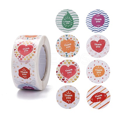 Flat Round Paper Thank You Stickers LS-DIY-C042-13B-1