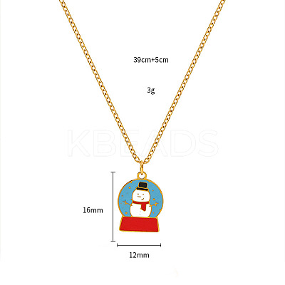 Christmas 304 Stainless Steel Enamel Pendant Necklaces FS-WGDAA96-13-1