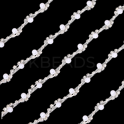 1 Yard Brass Crystal Rhinestone Cup Chain with Imitation Pearl OCOR-GL0001-08B-1