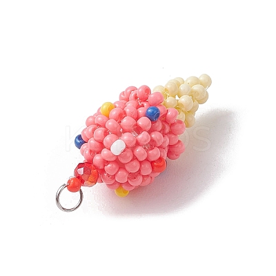 3Pcs 3 Colors Glass Seed Beaded Ice Cream Pendants PALLOY-MZ00550-1
