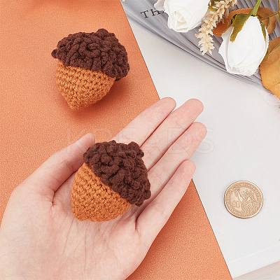 Crochet Woolen Yarn Acorns Pendant Decorations HJEW-WH0007-15-1