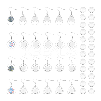 DIY Blank Dome 201 Stainless Steel Dangle Earrings Making Kit STAS-UN0057-23-1