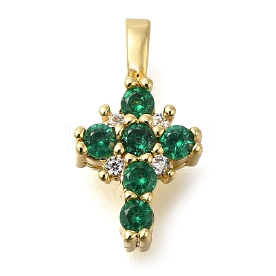 Brass Pave Clear Cubic Zirconia Pendants KK-M101-01G-05-1