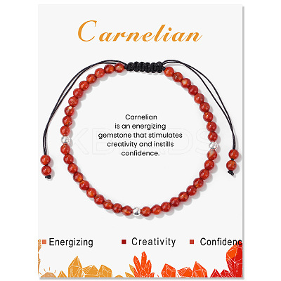 Natural Carnelian Braided Bead Bracelets PW-WG425AA-04-1