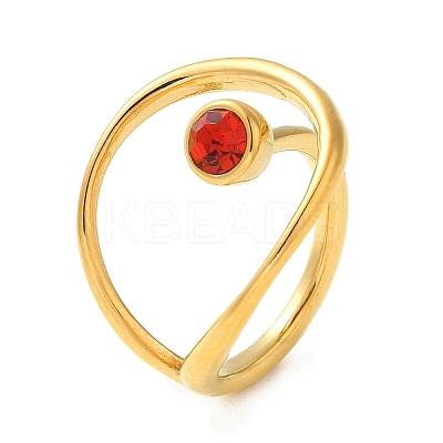 Real 14K Gold Plated 304 Stainless Steel Hollow Teardrop Open Cuff Ring RJEW-G297-01G-1