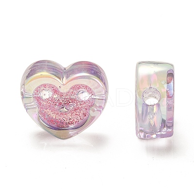 UV Plating Rainbow Iridescent Acrylic Beads X-OACR-G012-11-1
