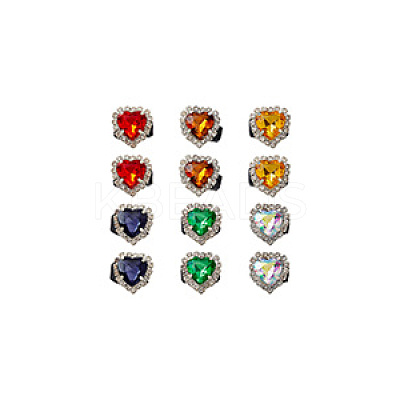 12Pcs 6 Colors Heart Acrylic with Plastic Ornament Accessories DIY-FG0006-56-1