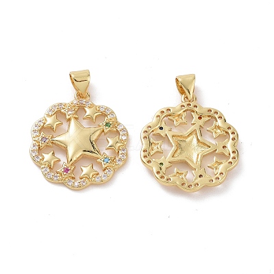 Brass Cubic Zirconia Pendants KK-G453-15G-1