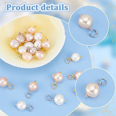 20Pcs 2 Colors Natural Cultured Freshwater Pearl Pendants PALLOY-AB00238-1