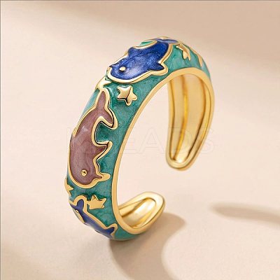 Brass Enamel Cuff Open Rings for Women WGD330E-01-1