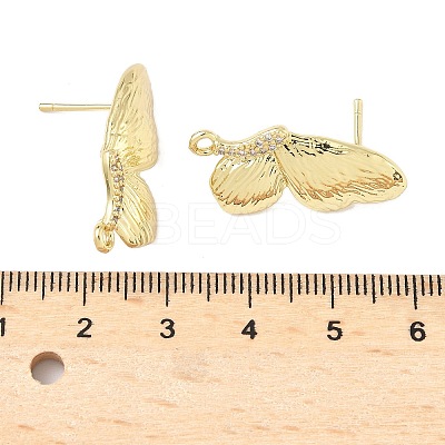 Brass Micro Pave Clear Cubic Zirconia Stud Earring Findings LS-KK-Z106-02G-07-1