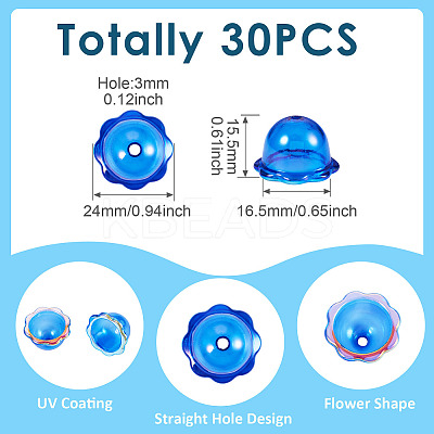 30Pcs UV Plating Acrylic Bead Caps PACR-TA0001-17F-1