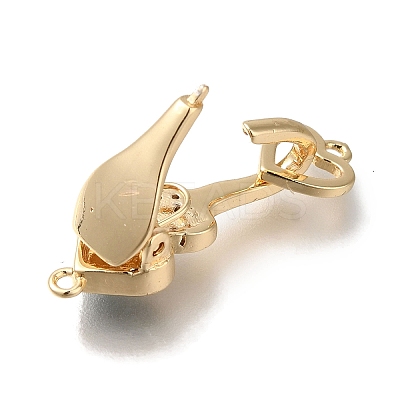 Brass Micro Pave Clear Cubic Zirconia Fold Over Clasps KK-H480-50G-02-1