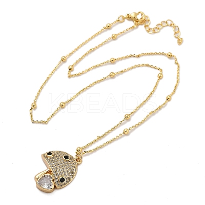 Brass Micro Pave Cubic Zirconia Pendant Necklaces LS-NJEW-Q041-04G-1