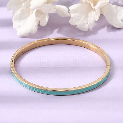 304 Stainless Steel Enamel Hinged Cuff Bangles for Women SA-CBAC920-15G-01B-1