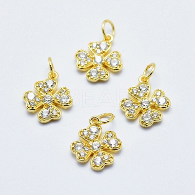 Brass Micro Pave Cubic Zirconia Charms RB-I078-65G-NR-1