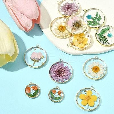 12Pcs 6 Styles Transparent Clear Epoxy Resin Pendants RESI-FS0001-88B-1