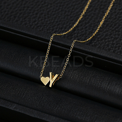 Alloy Letter Heart Pendant Necklaces for Women WGBB55E-21-1