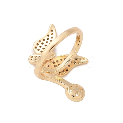Butterfly Brass Micro Pave Cubic Zirconia Cuff Ring Setting KK-A244-01H-G-1