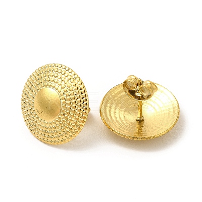 Ion Plating(IP) 304 Stainless Steel Flat Round Stud Earrings for Women EJEW-I281-20G-1