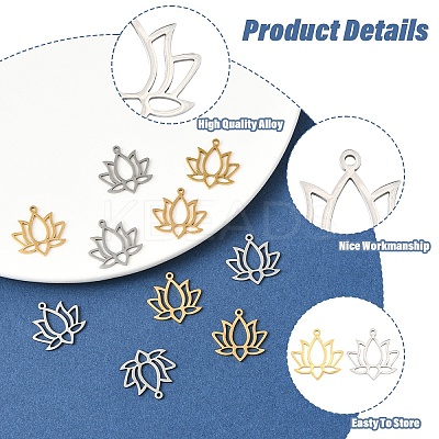 10Pcs 2 Colors 304 Stainless Steel Pendants STAS-YW0003-48-1