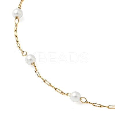 Round  ABS Imitation Pearl Beaded Link Bracelets for Women BJEW-JB11836-1