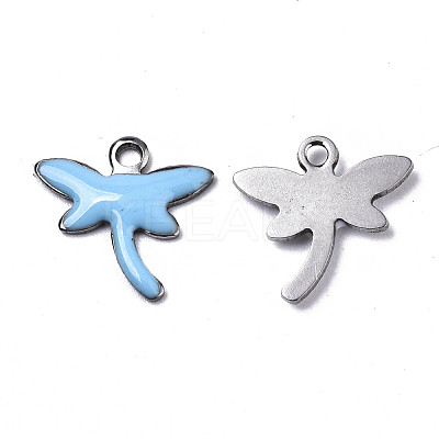201 Stainless Steel Enamel Charms STAS-N088-19G-1