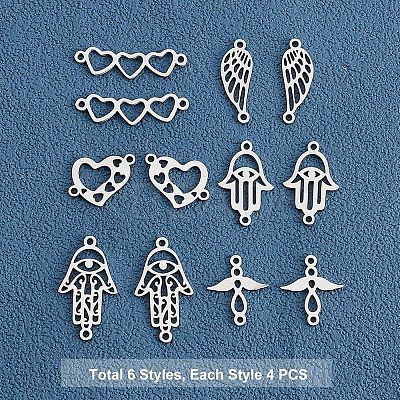 24Pcs 6 Style 201 Stainless Steel Links Connectors STAS-FH0001-49-1