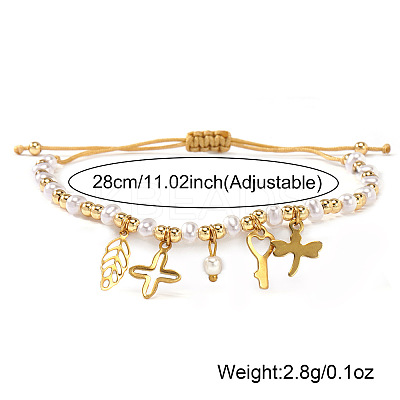 6Pcs 304 Stainless Steel Charm Bracelets BA2405-1-1