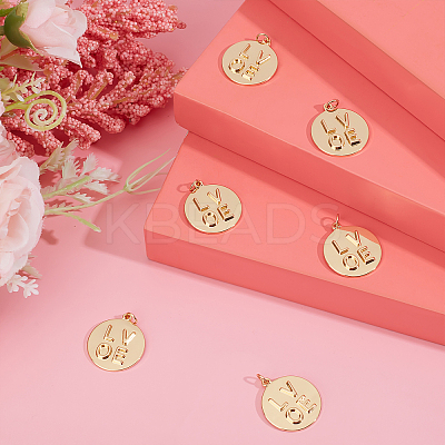 8Pcs Valentine Theme Brass Pendants KK-BBC0002-57-1
