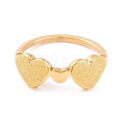304 Stainless Steel Heart Finger Ring for Women RJEW-C086-10-G-1