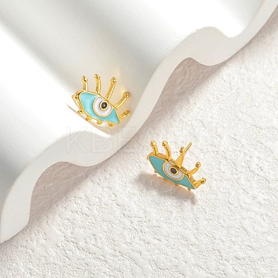 304 Stainless Steel Enamel Stud Earrings for Women EJEW-M095-05G-1