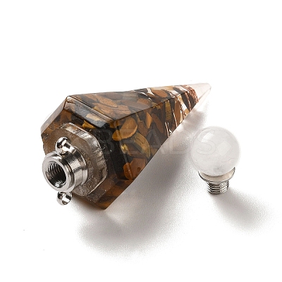Natural Tiger Eye Perfume Bottle Pendants G-H285-01P-05-1