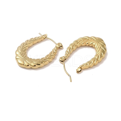 Leaf 201 Stainless Steel Half Hoop Earrings for Women EJEW-G385-20G-1