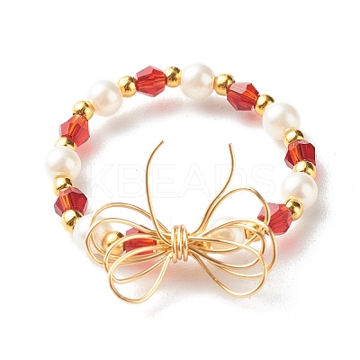 Imitate Austrian Crystal Bicone Glass Beaded Finger Rings RJEW-TA00003-03-1